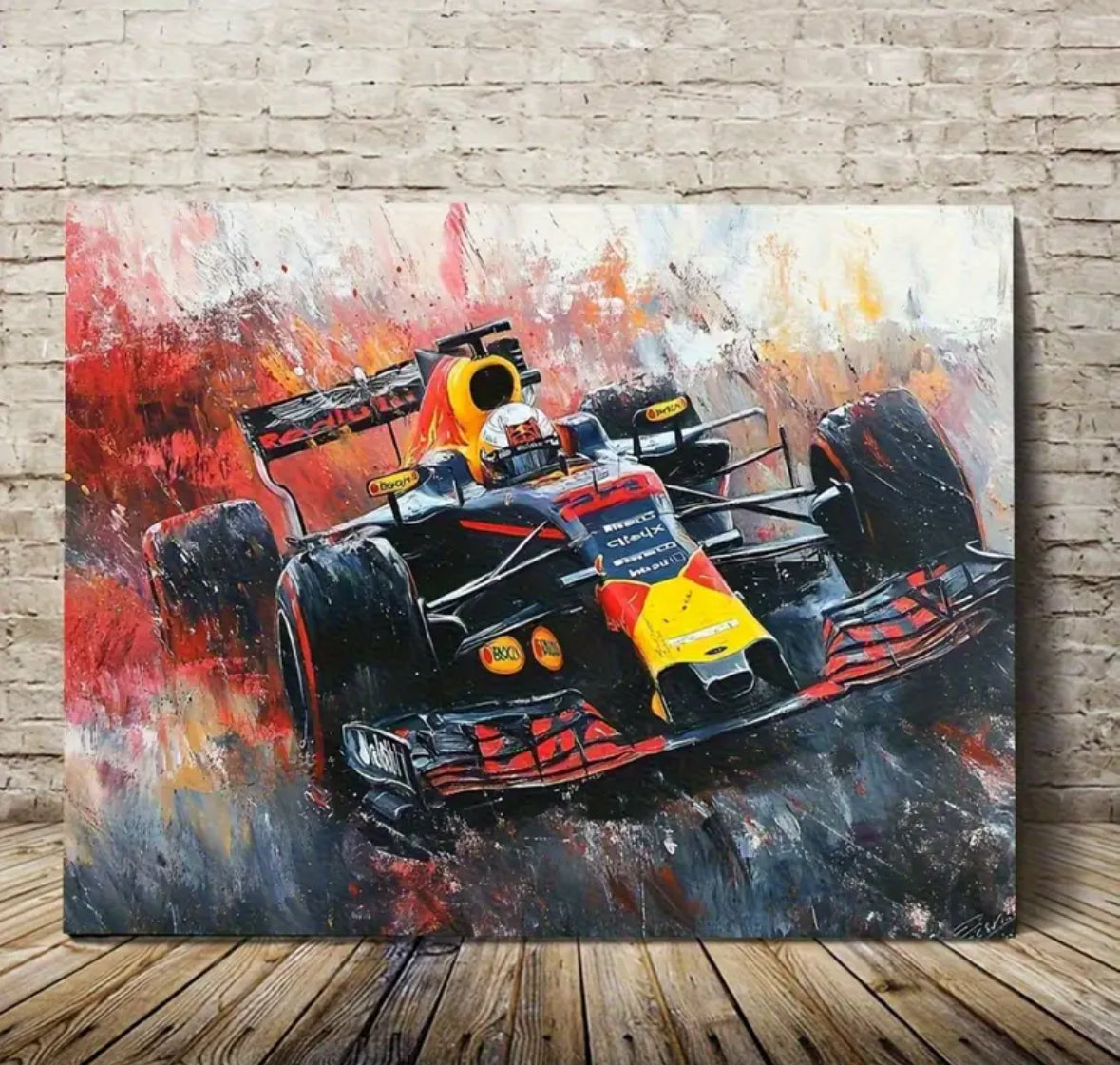 Max Verstappen Racing Car Canvas Wall Art - Vibrant Red/Black/Yellow Race Motorsport Room Decor - Motorsport Fan Gift,