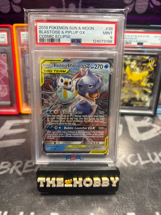 Blastoise & Piplup GX cosmic eclipse tag team PSA 9
