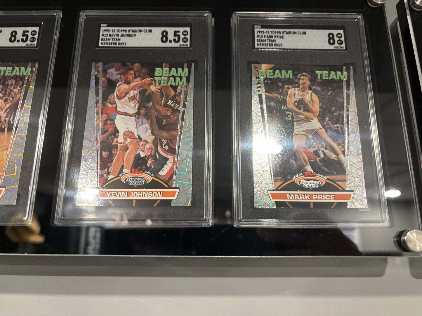 Items included
92/93 members only tops stadium club complete set with beam team graded by SGC

1987 NBA fleer sticker set grated PSA 8

1988 NBA fleer binder set with three Jordans included