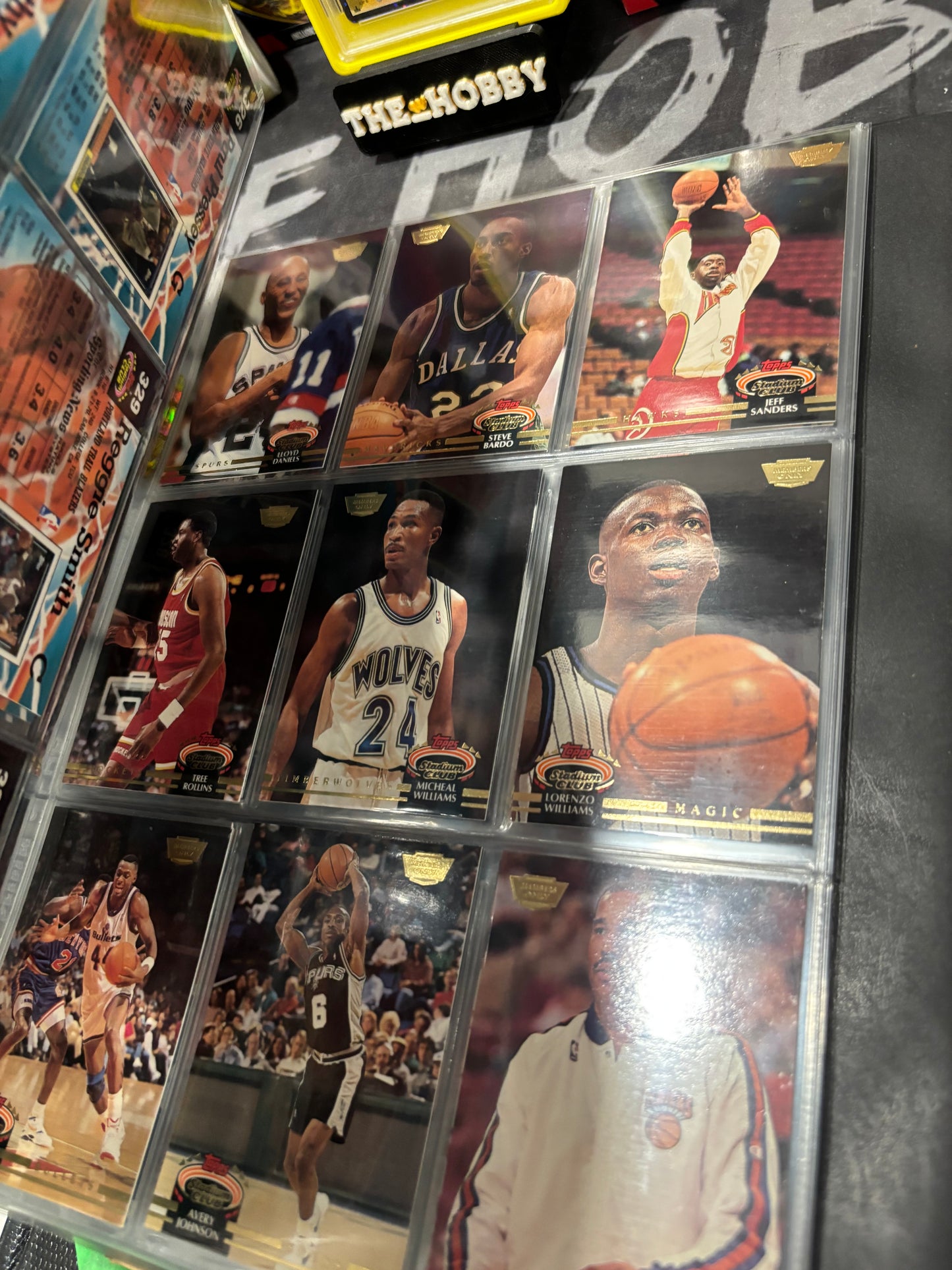 Items included
92/93 members only tops stadium club complete set with beam team graded by SGC

1987 NBA fleer sticker set grated PSA 8

1988 NBA fleer binder set with three Jordans included