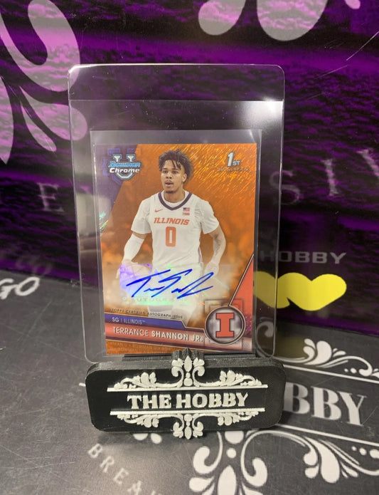 2024 Bowman Chrome University TERRANCE SHANNON JR Orange Shimmer auto Ref 19/25