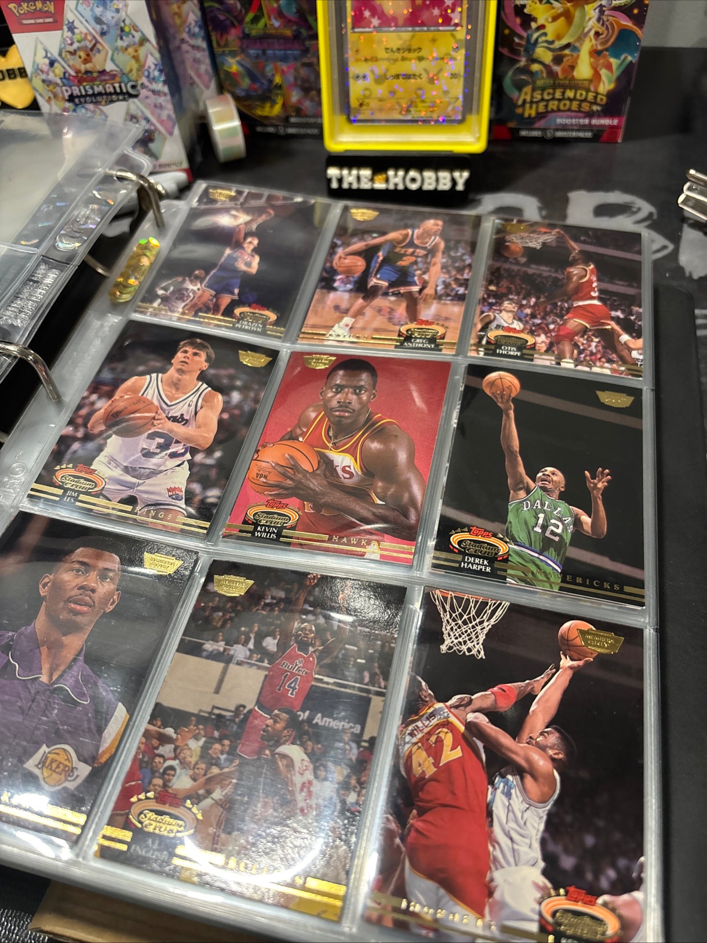 Items included
92/93 members only tops stadium club complete set with beam team graded by SGC

1987 NBA fleer sticker set grated PSA 8

1988 NBA fleer binder set with three Jordans included