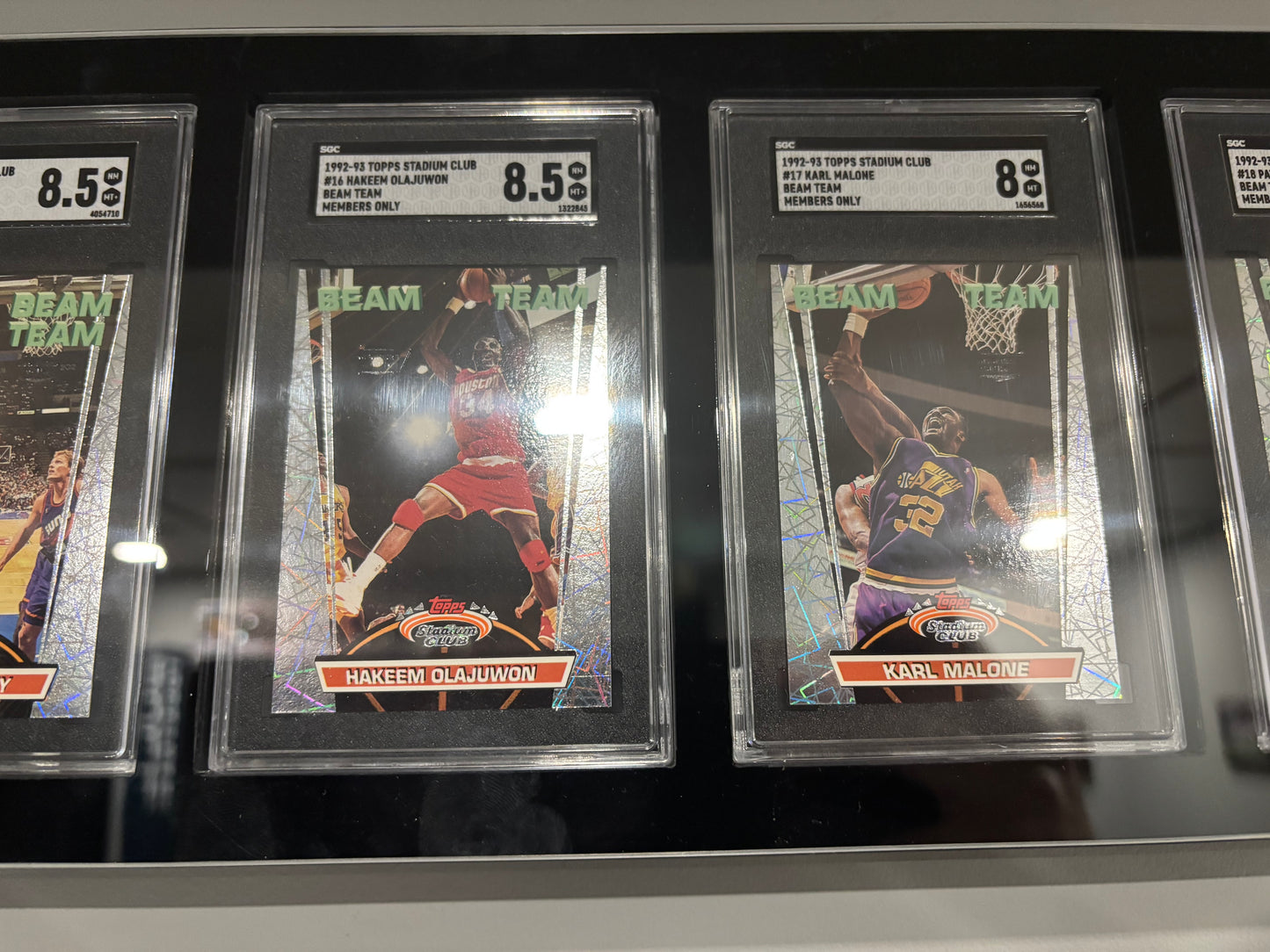 Items included
92/93 members only tops stadium club complete set with beam team graded by SGC

1987 NBA fleer sticker set grated PSA 8

1988 NBA fleer binder set with three Jordans included