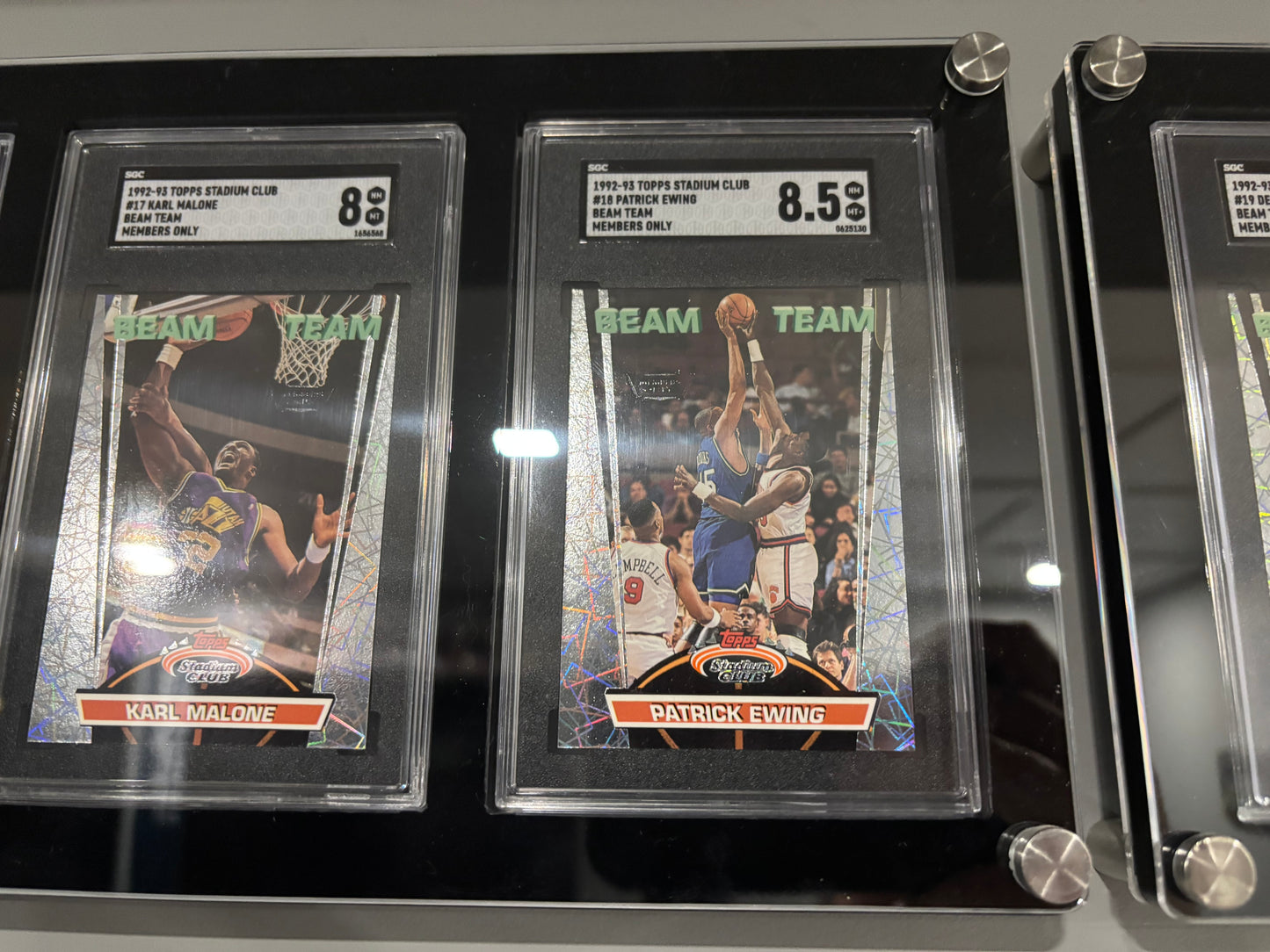 Items included
92/93 members only tops stadium club complete set with beam team graded by SGC

1987 NBA fleer sticker set grated PSA 8

1988 NBA fleer binder set with three Jordans included