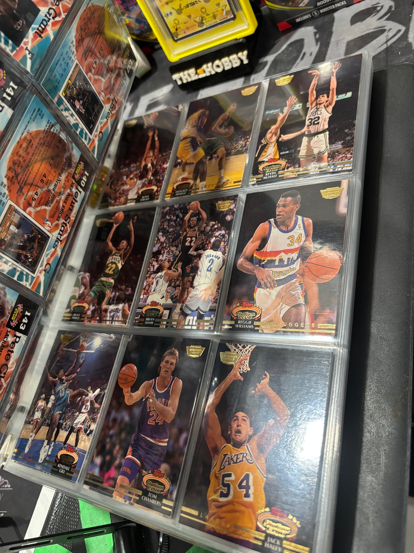 Items included
92/93 members only tops stadium club complete set with beam team graded by SGC

1987 NBA fleer sticker set grated PSA 8

1988 NBA fleer binder set with three Jordans included