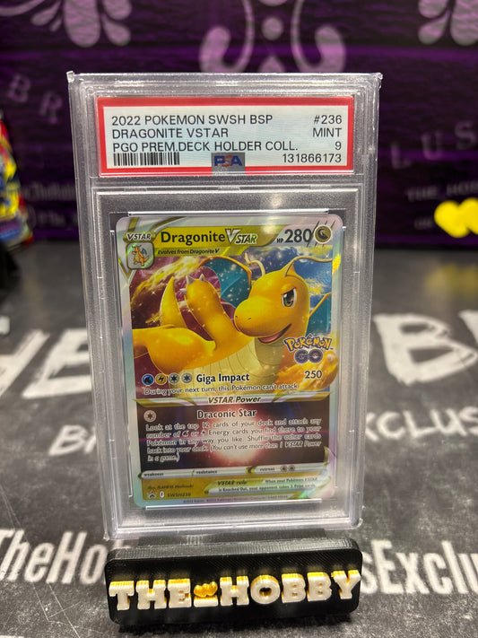 2022 POKEMON SWSH BSP DRAGONITE, VSTAR PGO PREM. DECK HOLDER COLL PSA 9