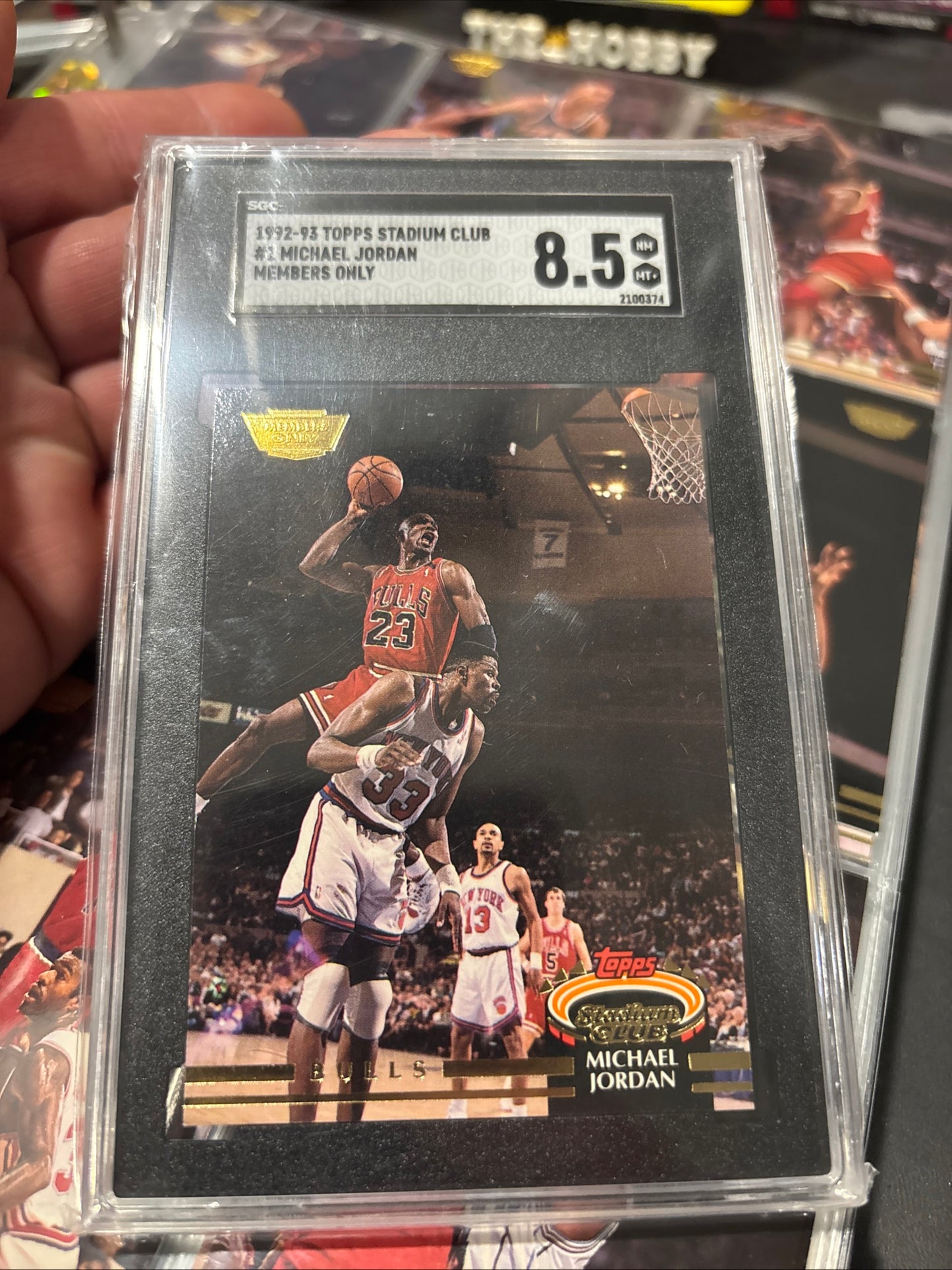 Items included
92/93 members only tops stadium club complete set with beam team graded by SGC

1987 NBA fleer sticker set grated PSA 8

1988 NBA fleer binder set with three Jordans included