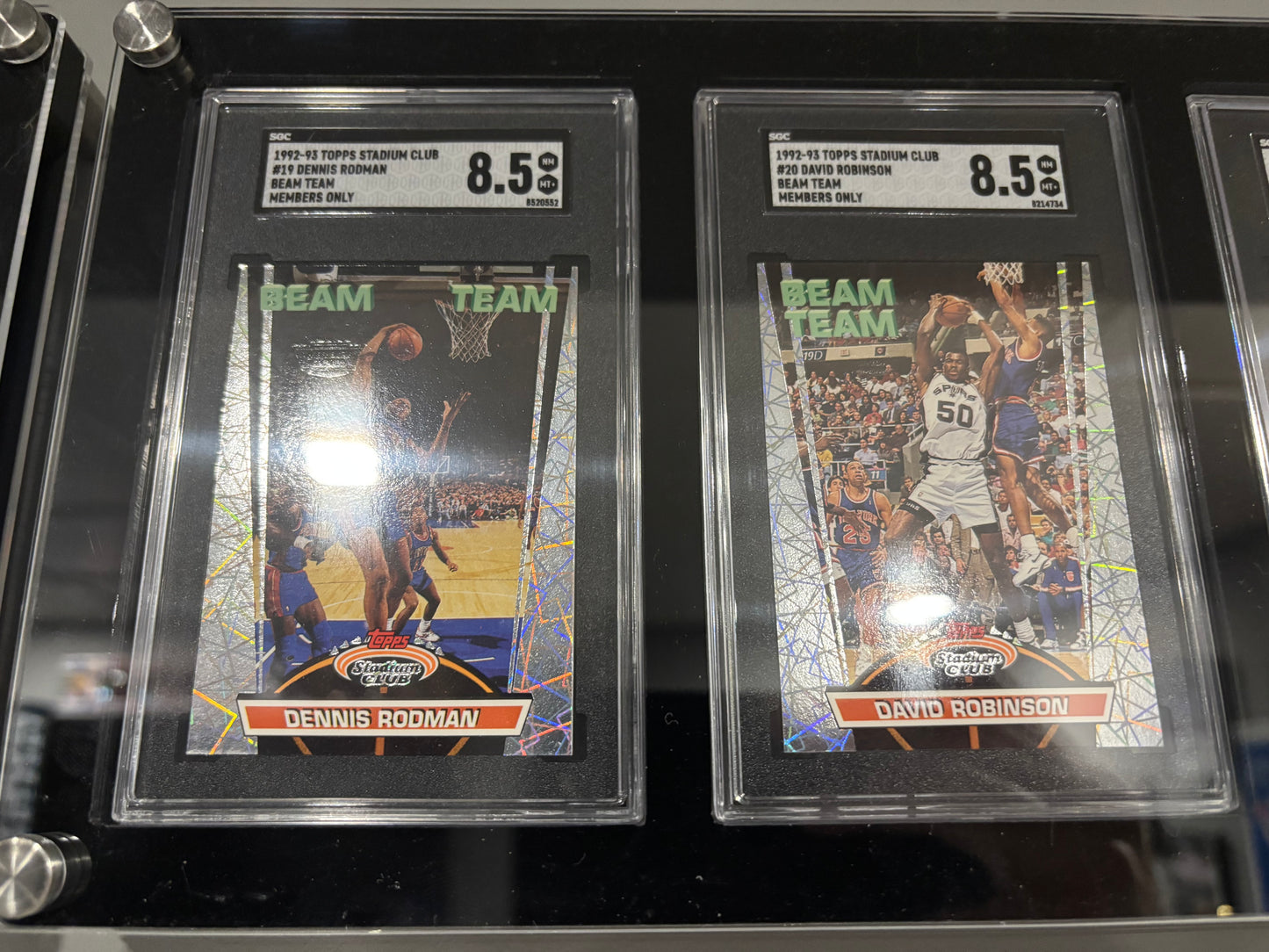 Items included
92/93 members only tops stadium club complete set with beam team graded by SGC

1987 NBA fleer sticker set grated PSA 8

1988 NBA fleer binder set with three Jordans included