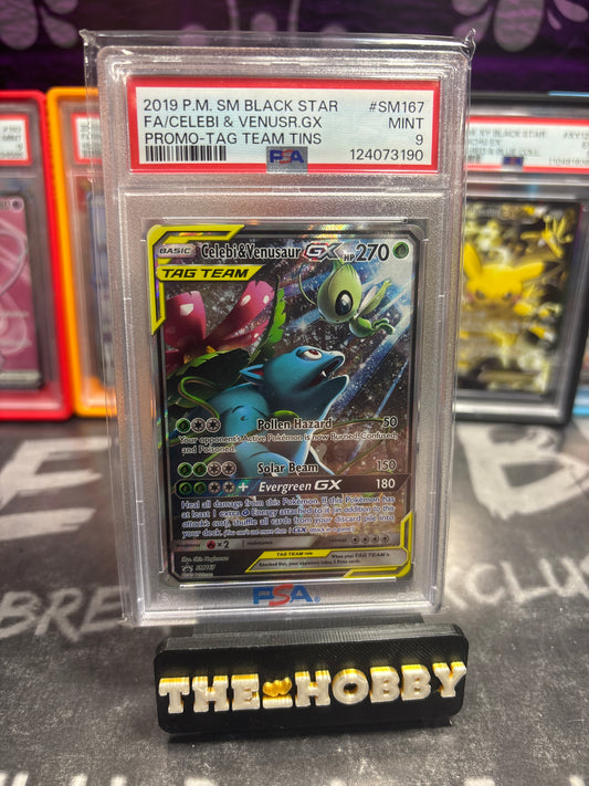 Celebi & Venusaur GX sun & moon promo tag team ￼PSA 9