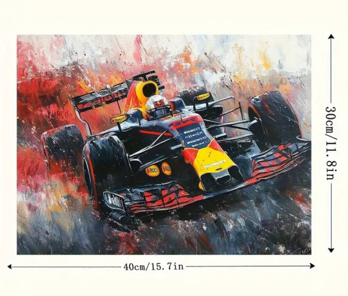 Max Verstappen Racing Car Canvas Wall Art - Vibrant Red/Black/Yellow Race Motorsport Room Decor - Motorsport Fan Gift,
