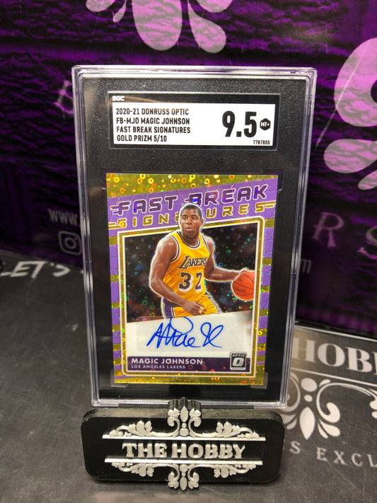 NBA - Magic Johnson Gold 5/10 Fast Break Auto POP 1