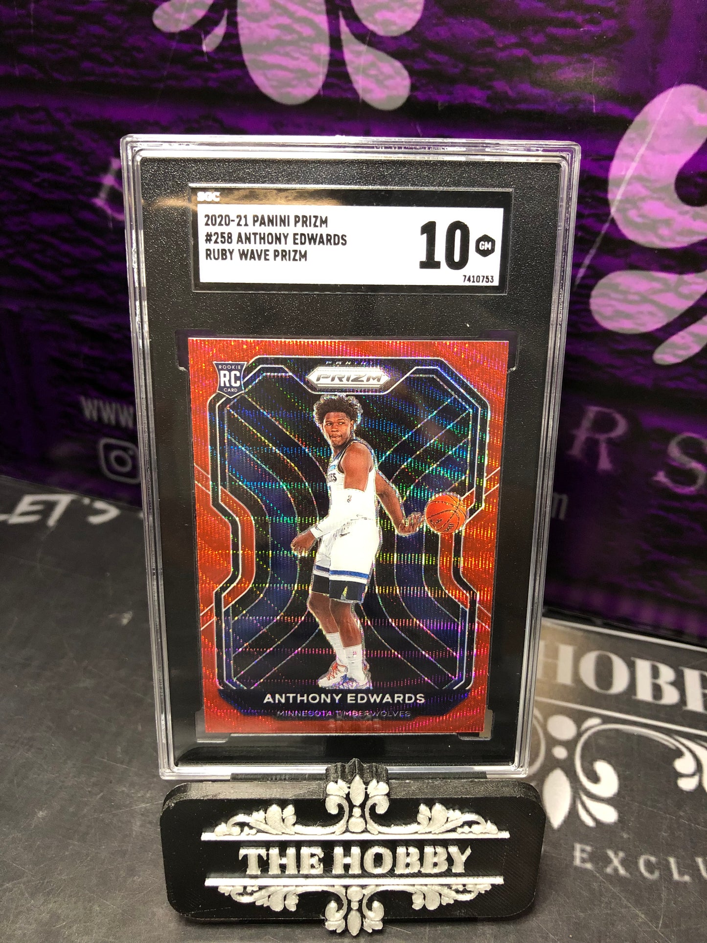 NBA - Anthony Edwards Rc Ruby Wave Prizm SGC 10