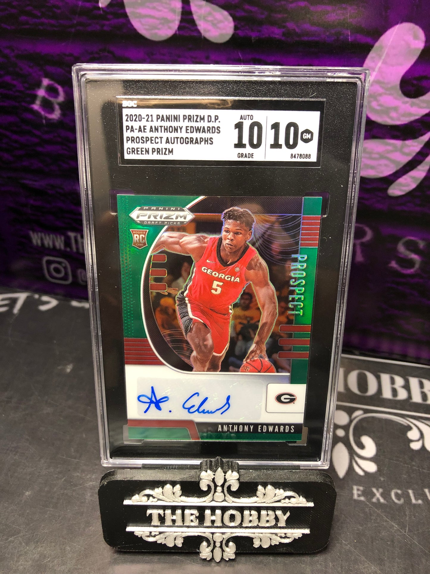 NBA - Anthony Edwards Green Priam Auto 10/10 SGC