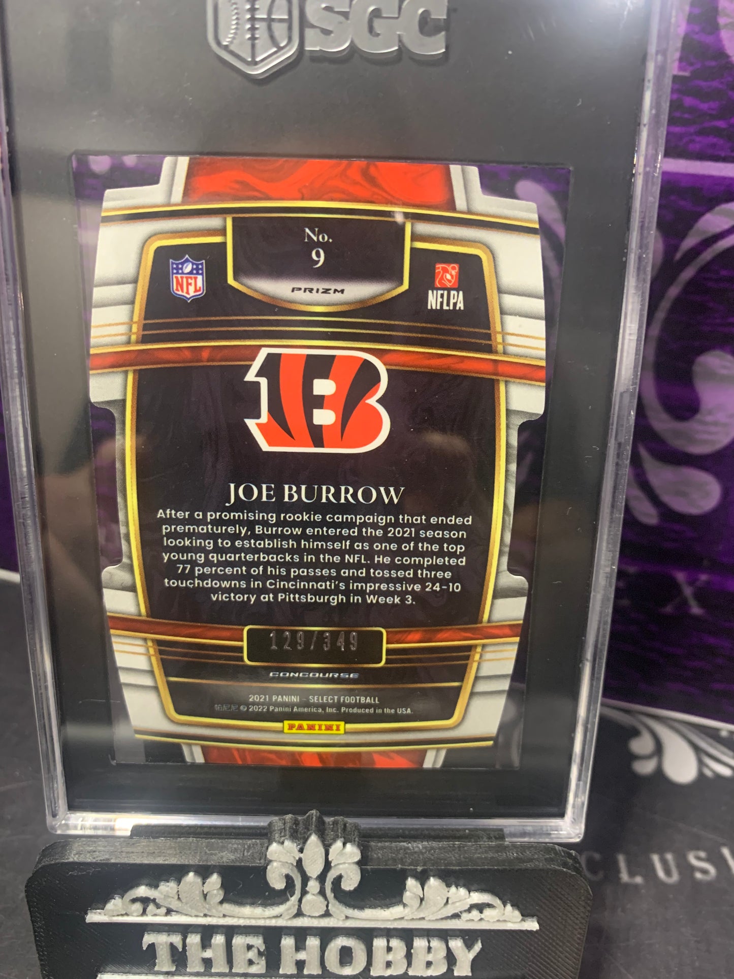 NFL JOE BURROW NEON GREEN DIE-CUT 129/349