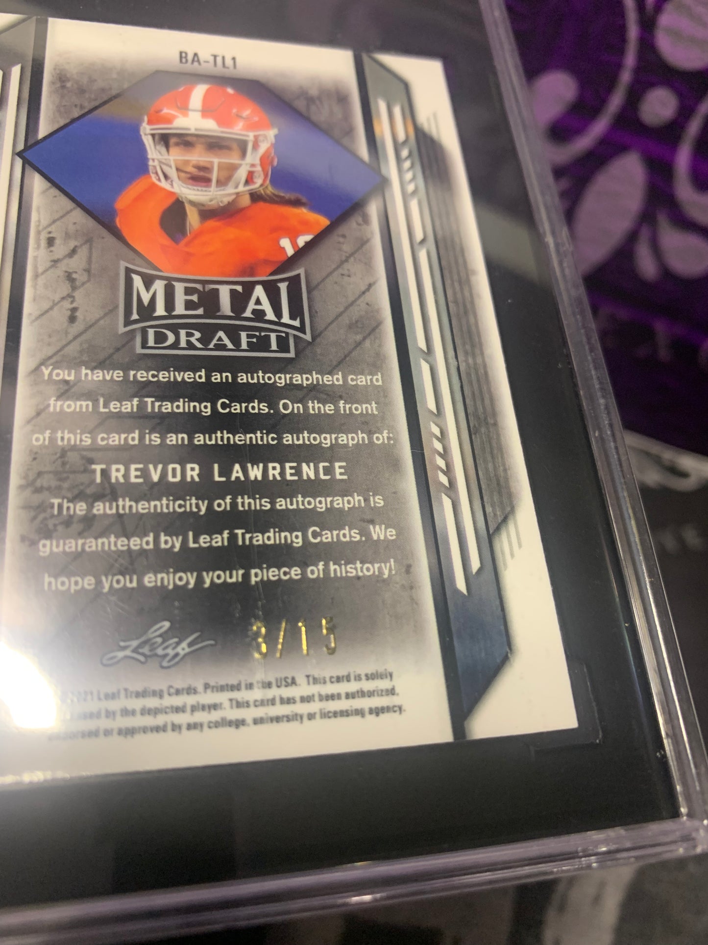 NFL TRVOR LAWRENCE RC BLACK MARBLE AUTO 3/15