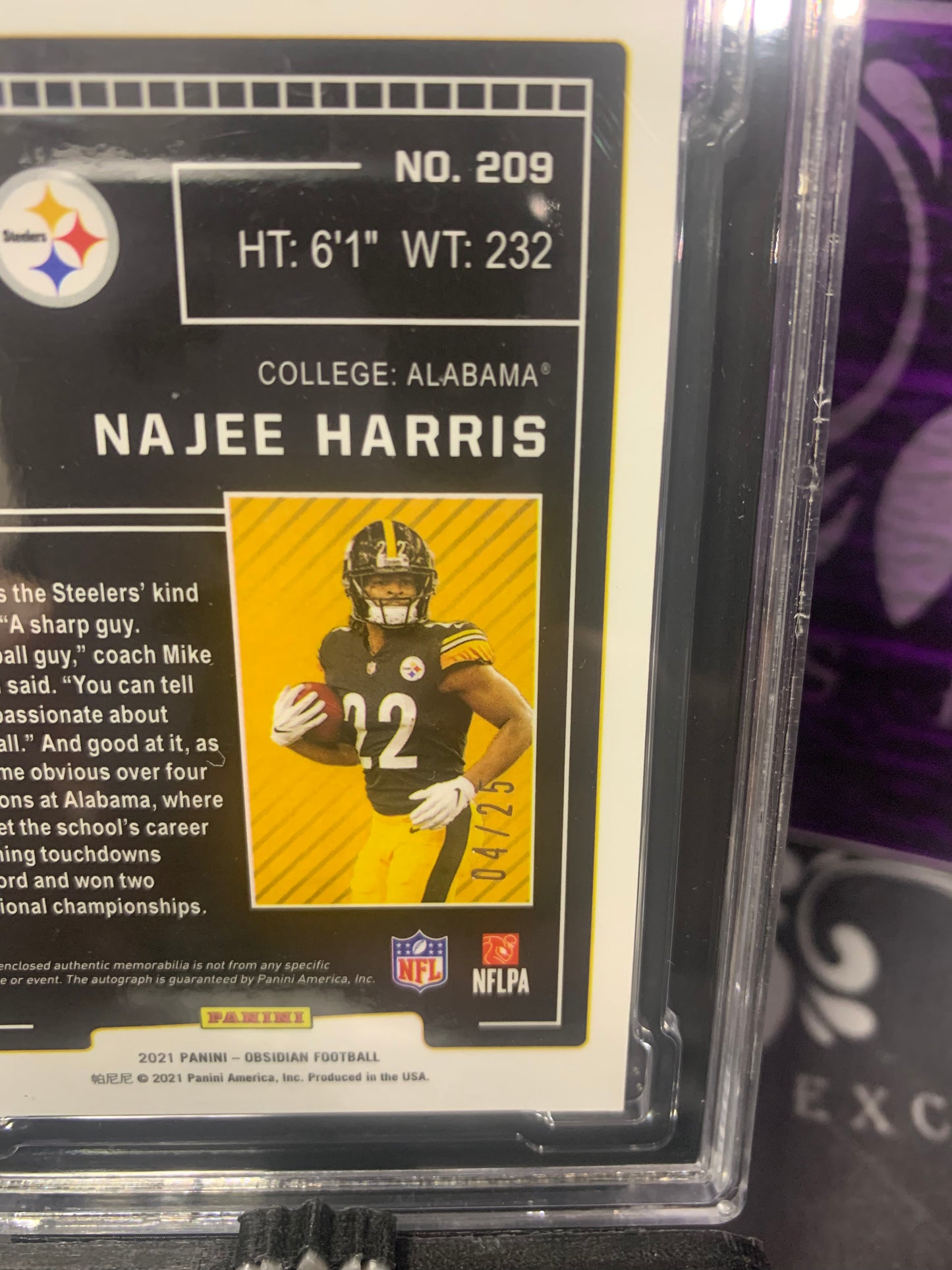 NFL NAJEE HARRIS ELEC.ETCH YELLOW RC PATCH AUTO 4/25